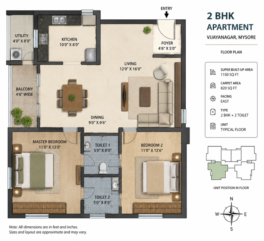 3 Bhk Luxury home for Sale in Vijayanagar — Vijayanagara — floor plan